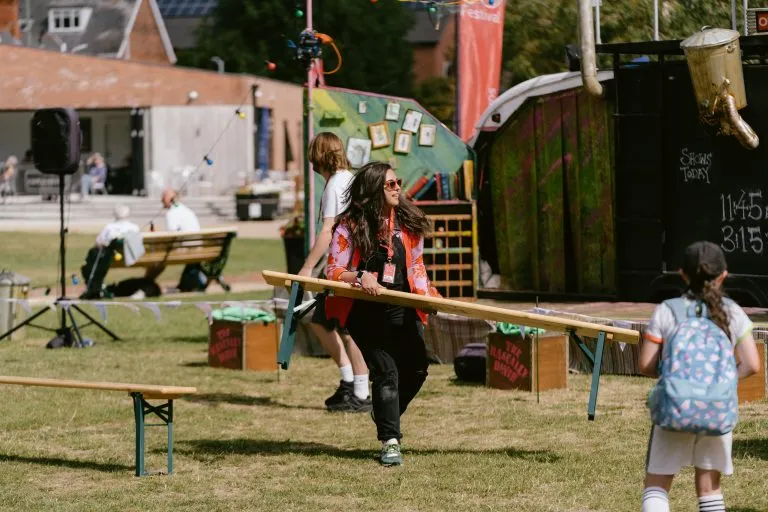 Audiences taking part in a community engagement event by Checkmate Productions